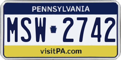 PA license plate MSW2742