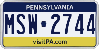 PA license plate MSW2744