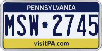 PA license plate MSW2745
