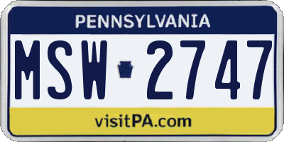PA license plate MSW2747