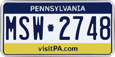 PA license plate MSW2748