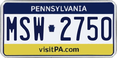 PA license plate MSW2750