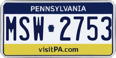 PA license plate MSW2753