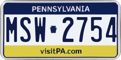 PA license plate MSW2754