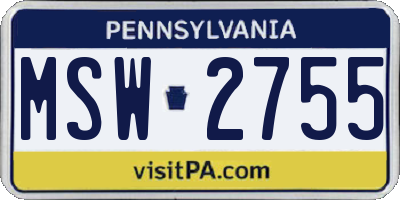 PA license plate MSW2755