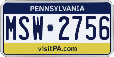 PA license plate MSW2756