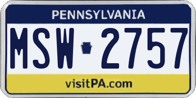 PA license plate MSW2757