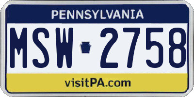 PA license plate MSW2758