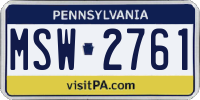 PA license plate MSW2761