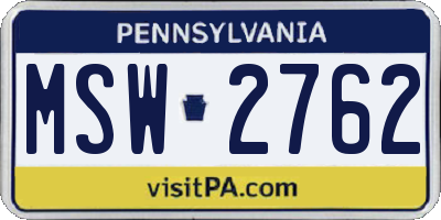 PA license plate MSW2762