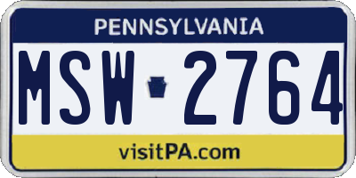 PA license plate MSW2764