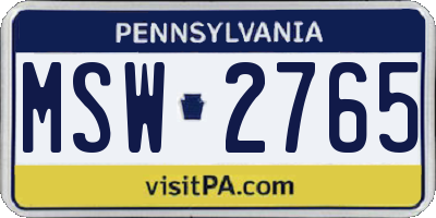 PA license plate MSW2765