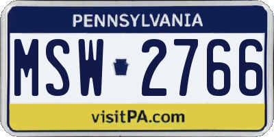 PA license plate MSW2766