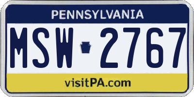 PA license plate MSW2767