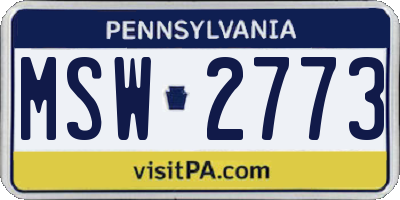 PA license plate MSW2773