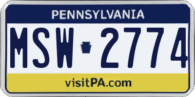 PA license plate MSW2774