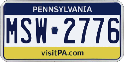 PA license plate MSW2776