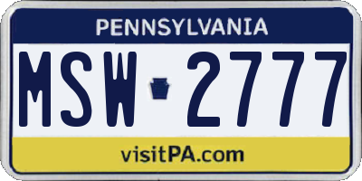 PA license plate MSW2777
