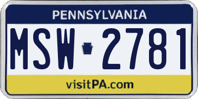 PA license plate MSW2781