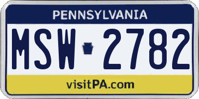 PA license plate MSW2782