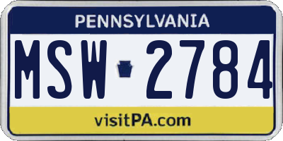 PA license plate MSW2784