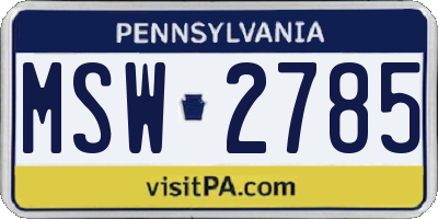 PA license plate MSW2785