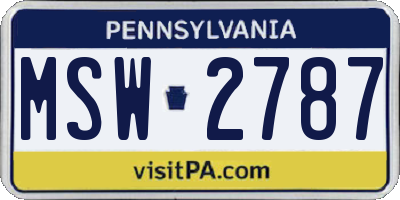 PA license plate MSW2787