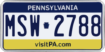 PA license plate MSW2788