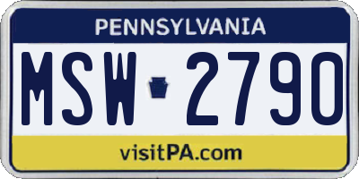 PA license plate MSW2790