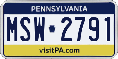 PA license plate MSW2791