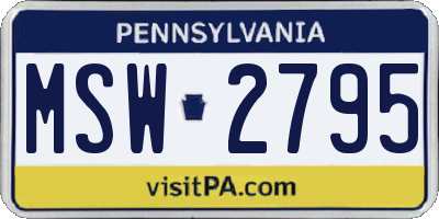 PA license plate MSW2795