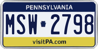 PA license plate MSW2798