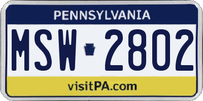 PA license plate MSW2802