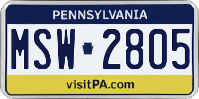 PA license plate MSW2805
