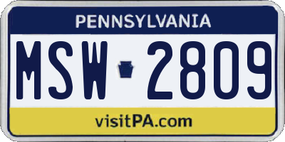 PA license plate MSW2809