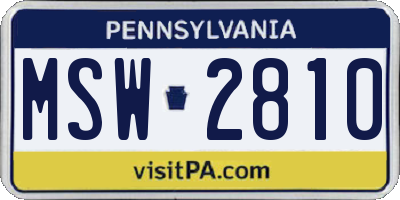 PA license plate MSW2810