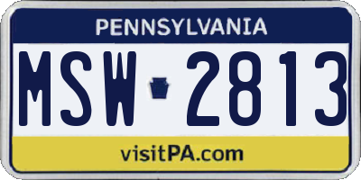 PA license plate MSW2813