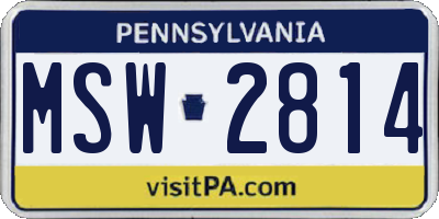 PA license plate MSW2814