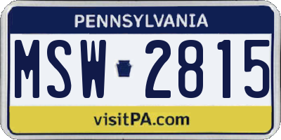 PA license plate MSW2815