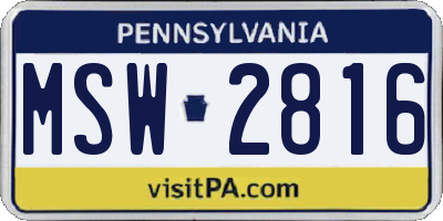 PA license plate MSW2816