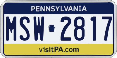 PA license plate MSW2817