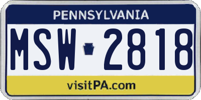 PA license plate MSW2818