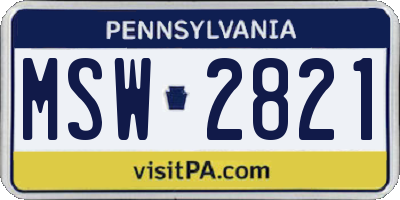PA license plate MSW2821