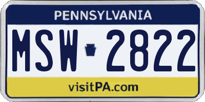 PA license plate MSW2822