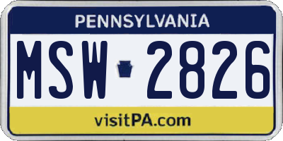 PA license plate MSW2826