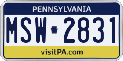 PA license plate MSW2831