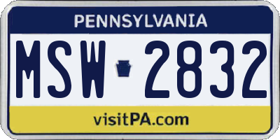 PA license plate MSW2832