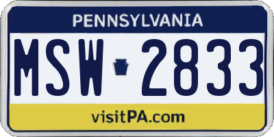 PA license plate MSW2833