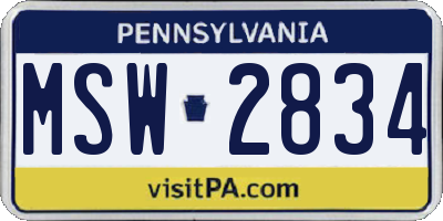PA license plate MSW2834