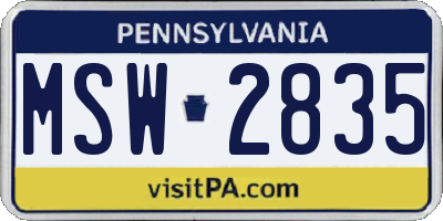 PA license plate MSW2835